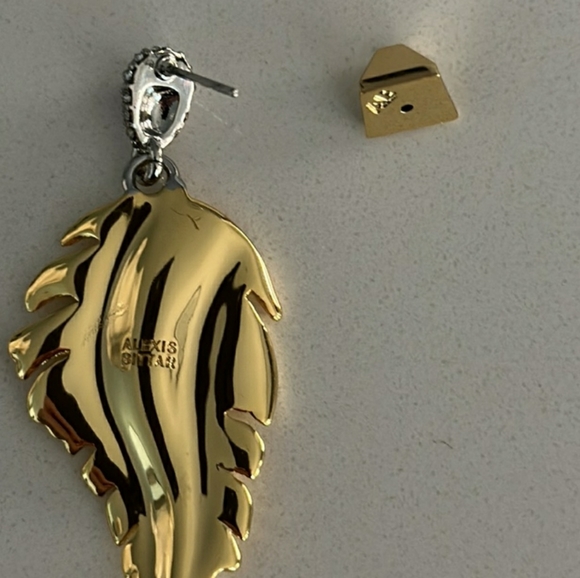 Alexis Bittar Gold Feather Drop Earrings - Picture 4 of 8